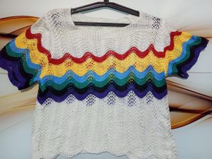 Rainbow Crochet Knit Top