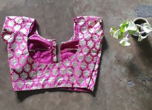 Pure Chanderi Silk Hot Pink Hand Made Blouse