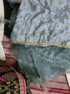 Blue and Gold Embroidered Blouse
