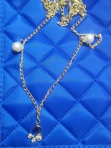 Gold Chain Necklace with Pearl & Butterfly Detail