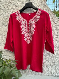 Hot Pink Embroidered Kurti