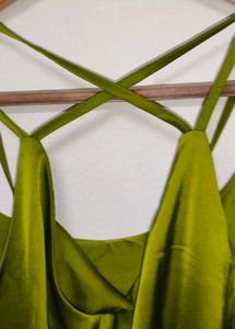 Trendy New Green Slip Dress