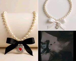 🌬Pearl & Ribbon Bow Necklace💗