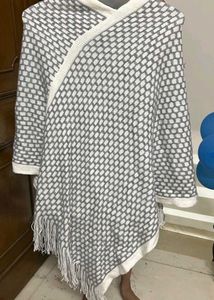 Grey Patterned Poncho