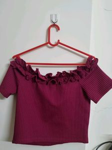 Ruffled Burgundy Crop Top