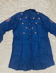 Navy Blue Embroidered Tunic