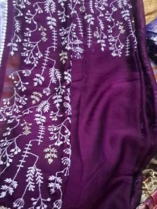 Stylish Purple saree with stitched Blouse