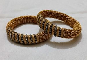 Elegant Gold Beaded Bangles
