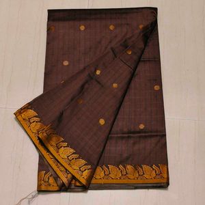 Elegant Brown & Gold Saree