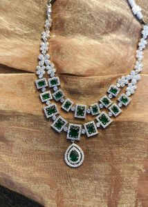 Emerald Green American Diamond Necklace