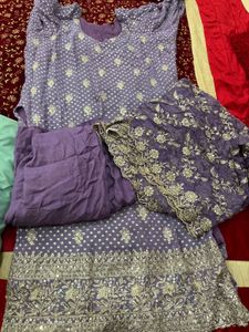 Embroidered Purple Dupatta