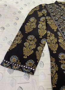 Mirror Sequin Work Block Print Kurta