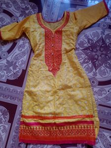 Yellow Embroidered Kurta