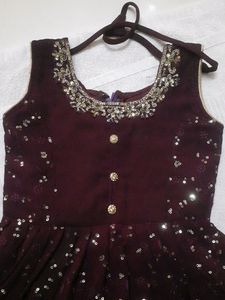 Kids Purple Georgette Sequin Work Churidar