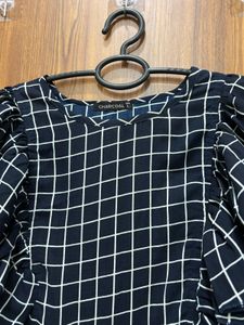 Chic navy blue &amp; White Checkered Dress