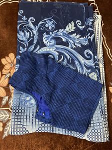 navy blue saree with blouse