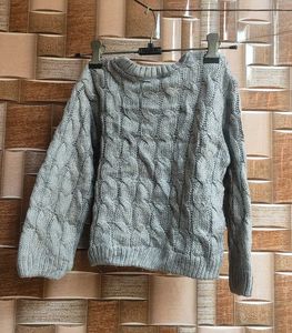 Cozy Grey Cable Knit Sweater