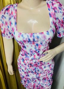 Last pcs only Stylish Pink Print Bodycon Dress
