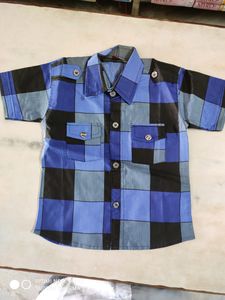 Chack Shart= Half Sleeve =4_5 Years Baby =Blue Colour= Dual Pocket