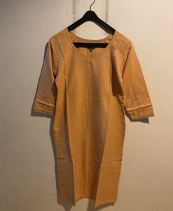 Peach Embroidered Handloom  Kurti