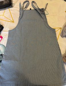 Striped Denim Overall Dress