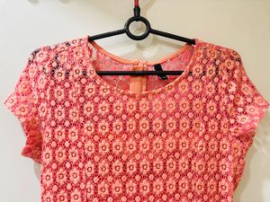 Coral Lace Fit &amp; Flare Dress