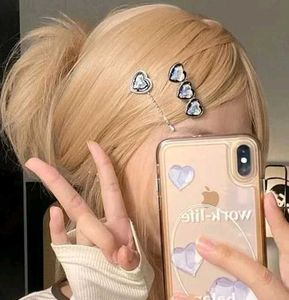 metal tripl black crystal hearts hair clip