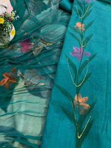 Hand Paint Unstiched  Suit