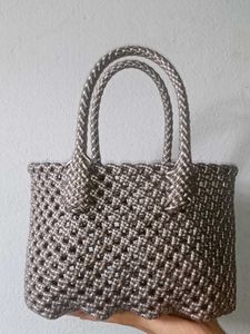 Handmade Braided Silver  Bag.