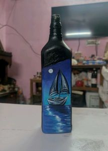 Hand Painted Seascape ship Bottle Art