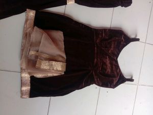 Brown Colour velvet Sharara Suit With Dupatta