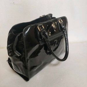 Og Texto Patent Leather Hand Bag