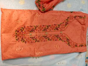 Pink Unstitched Dress Material