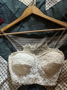 Lace Chain Strap Crop Top