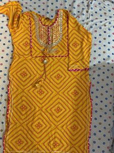 Festive Pink Yellow Kurta Set