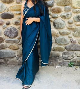 Bottle Green Farewell Pre-draped Saree.