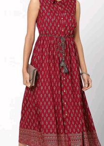 Maroon Printed Maxi Dress