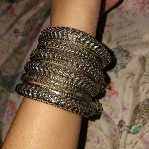 Set of 6 Antique Silver Bangles