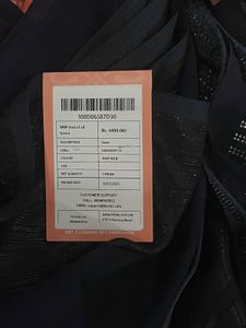 Koskii Navy Blue Floral Stonework Chiffon Saree