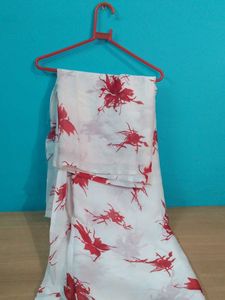 Red Floral Print Saree