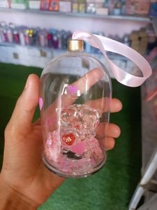 Cute Teddy Couple Glass Showpiece With Shimmer