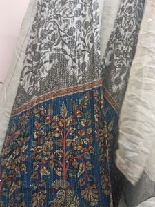 double shade gown with joint shrug and dupatta