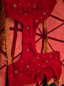 Elegant Red Embellished Saree