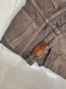 Brown Wide Leg Cargo Jeans