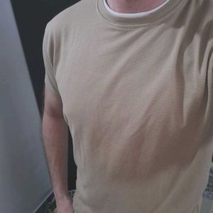 Beige Striped Tee