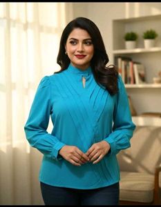 Elegant cyan Teal Blouse