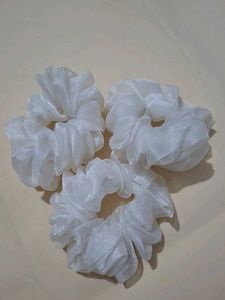 White Organza Scrunchies