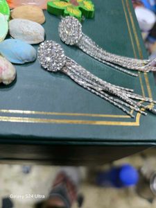 Crystal Silver Tone Dangling Earrings