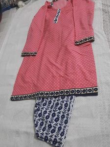 Pink Polka Dot Kurti Set