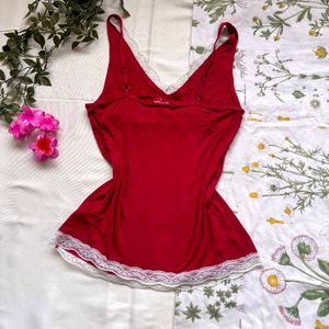 Marks And Spencers Red Lace Trim Cami Top